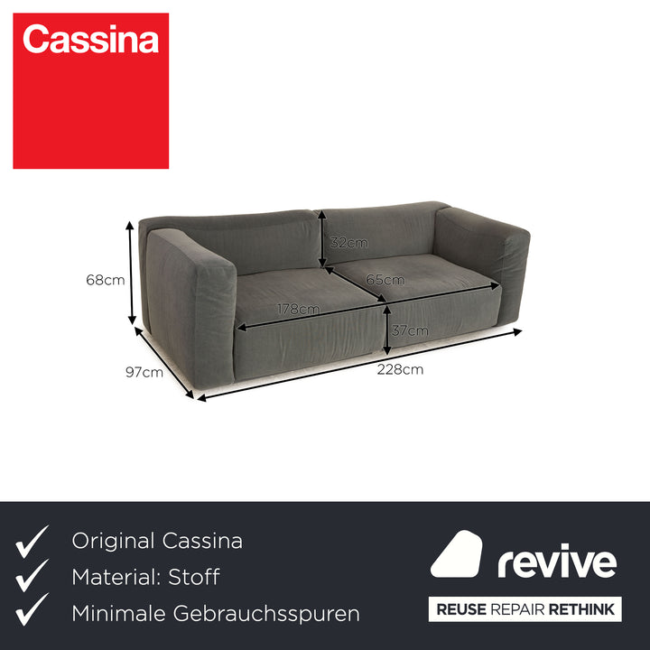 Canapé trois places Cassina Mex Cube en tissu gris bleu