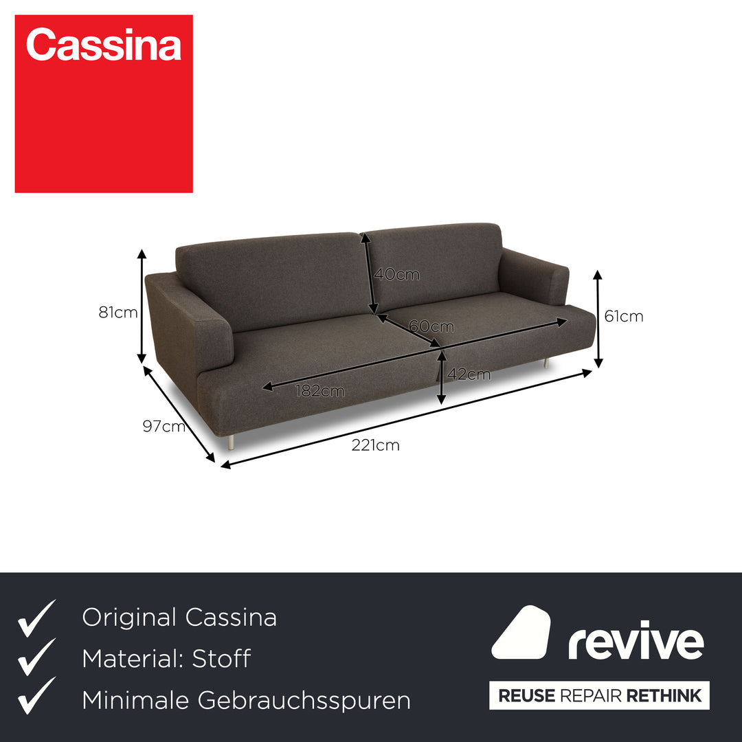 Cassina Nest Fabric Three Seater Grey Sofa Couch