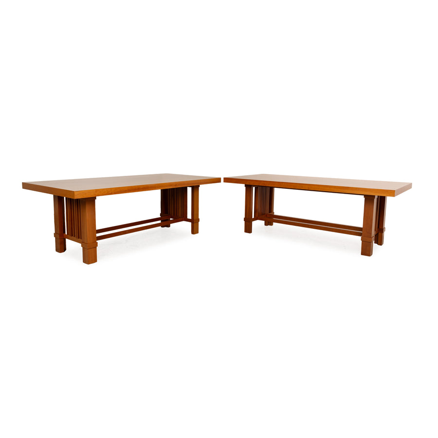 Cassina Taliesin Wooden Table Set Brown Cherry Wood by Frank Llyod Wright 2x Dining Table