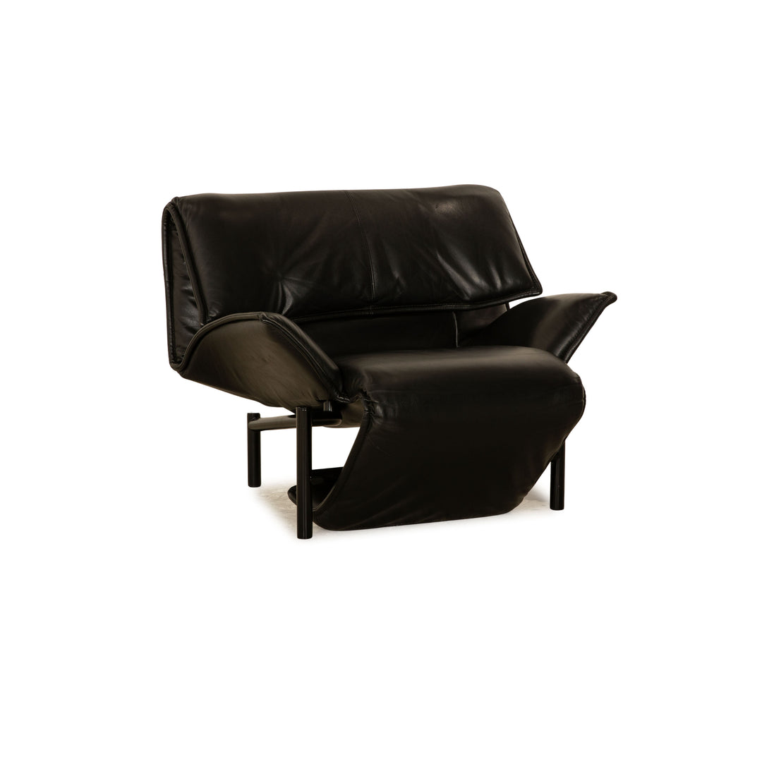 Cassina Veranda Leder Sessel Schwarz manuelle Funktion Relaxfunktion