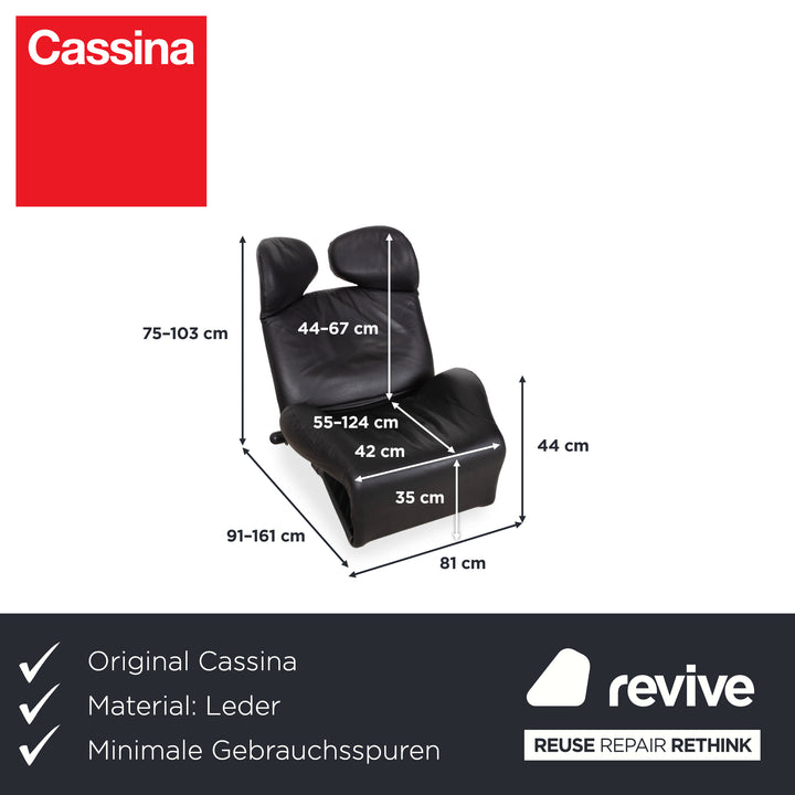 Cassina Wink Leder Sessel Schwarz Relaxfunktion Toshiyuki Kita