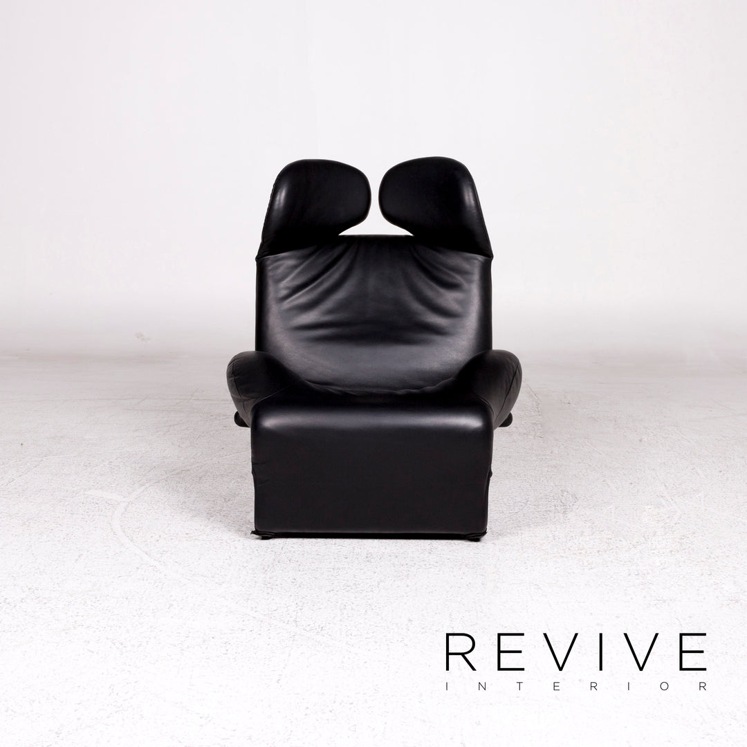Fauteuil en cuir Cassina Wink noir fonction relaxation Toshiyuki Kita #10184