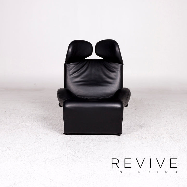 Cassina Wink Leather Armchair Black Relaxation Toshiyuki Kita #10184