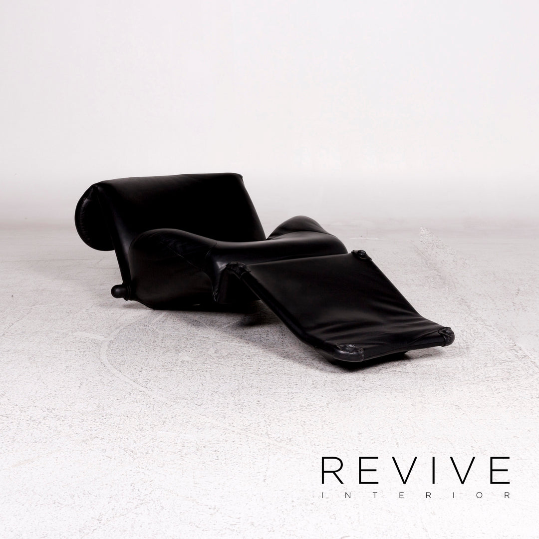 Fauteuil en cuir Cassina Wink noir fonction relaxation Toshiyuki Kita #10184
