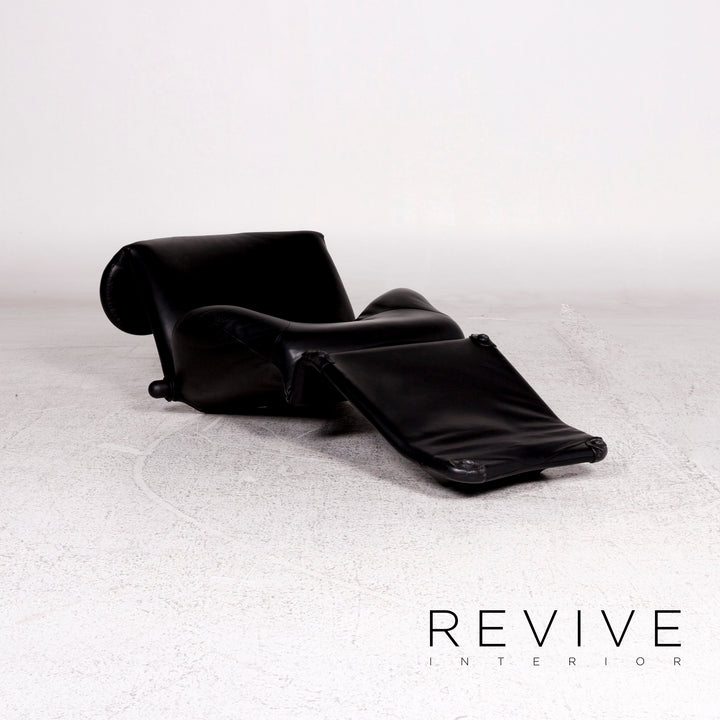 Fauteuil en cuir Cassina Wink noir fonction relaxation Toshiyuki Kita #10184