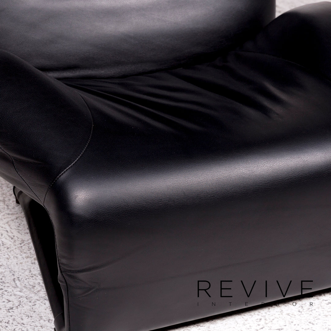 Cassina Wink Leather Armchair Black Relaxation Toshiyuki Kita #10184