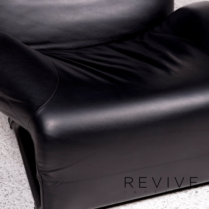 Cassina Wink Leather Armchair Black Relaxation Toshiyuki Kita #10184