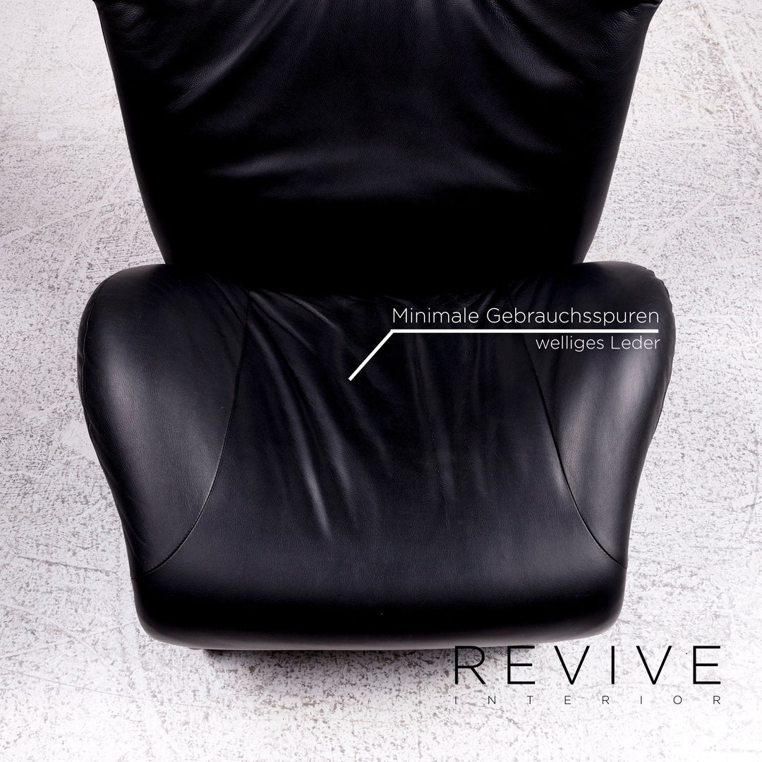 Fauteuil en cuir Cassina Wink noir fonction relaxation Toshiyuki Kita #10184