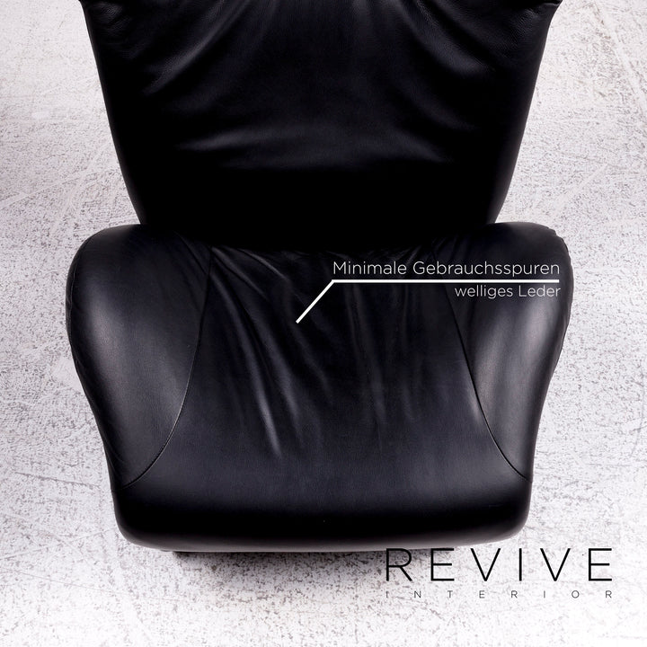 Fauteuil en cuir Cassina Wink noir fonction relaxation Toshiyuki Kita #10184