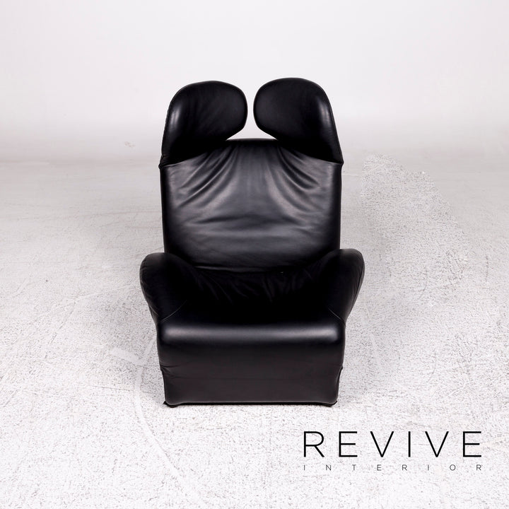Cassina Wink Leather Armchair Black Relaxation Toshiyuki Kita #10184