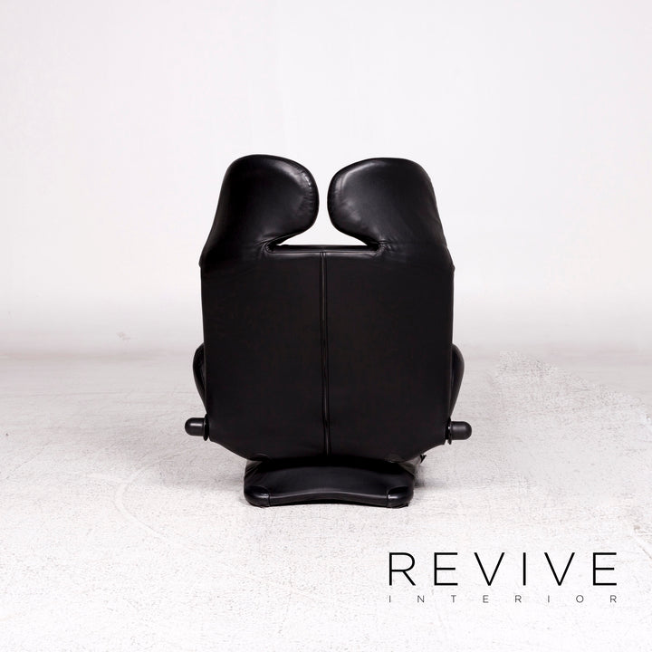 Fauteuil en cuir Cassina Wink noir fonction relaxation Toshiyuki Kita #10184