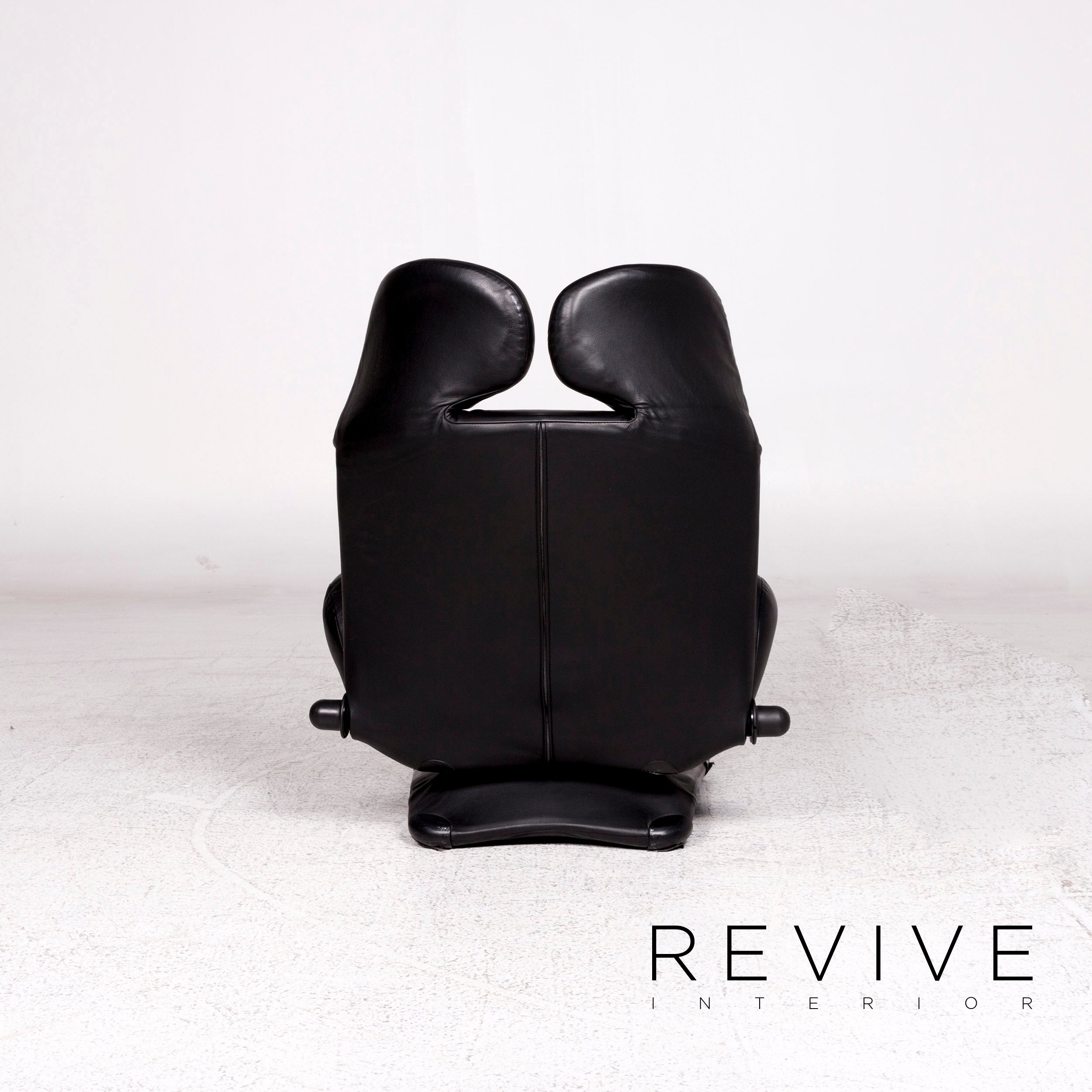 Fauteuil en cuir Cassina Wink noir fonction relaxation Toshiyuki Kita #10184