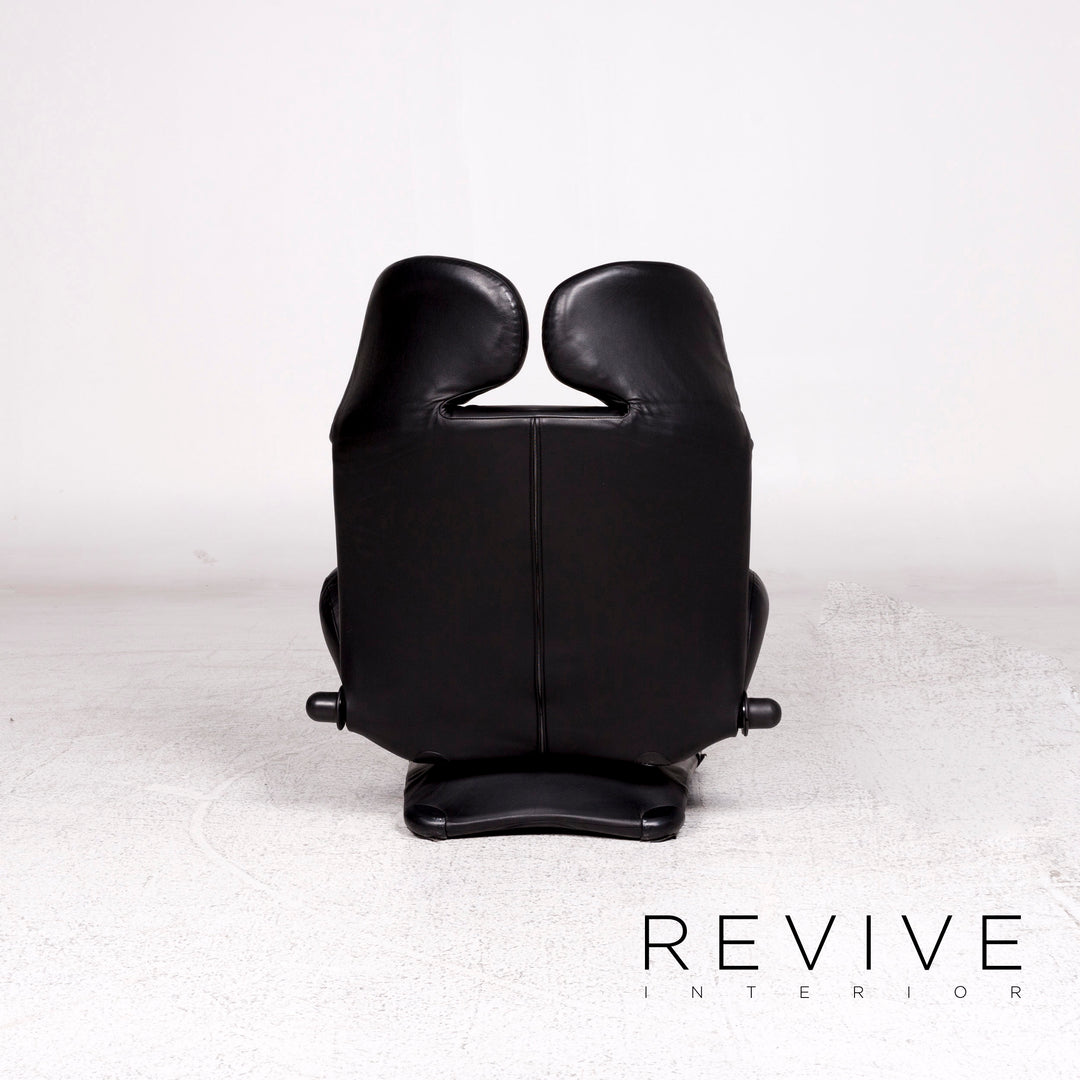 Cassina Wink Leather Armchair Black Relaxation Toshiyuki Kita #10184