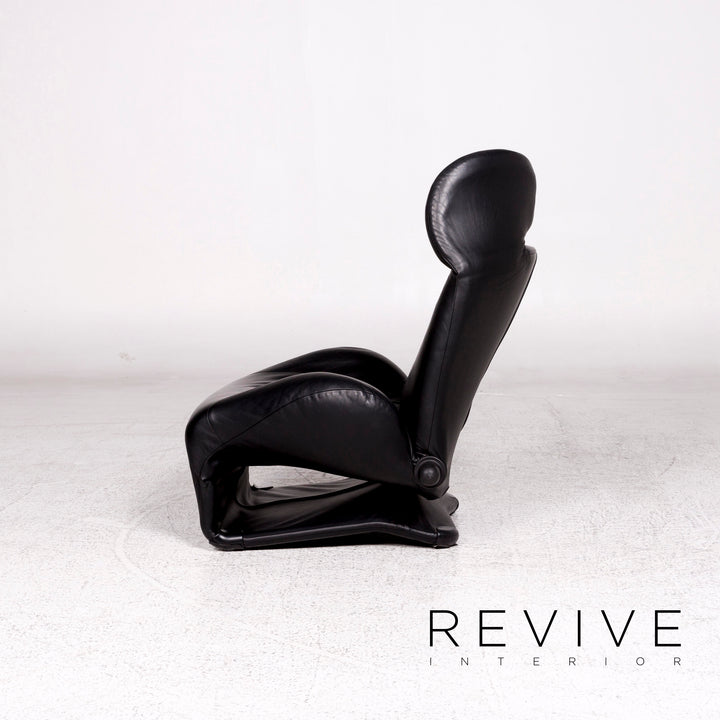 Fauteuil en cuir Cassina Wink noir fonction relaxation Toshiyuki Kita #10184