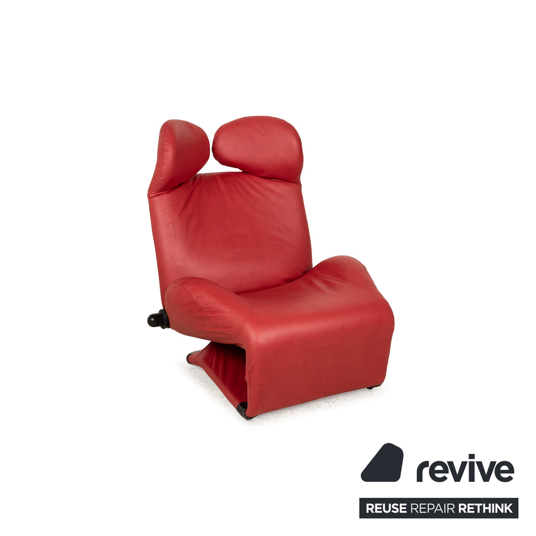 Fauteuil Cassina Wink cuir vegan rouge (GAVIN 107) tissu fonction manuelle nouveau revêtement