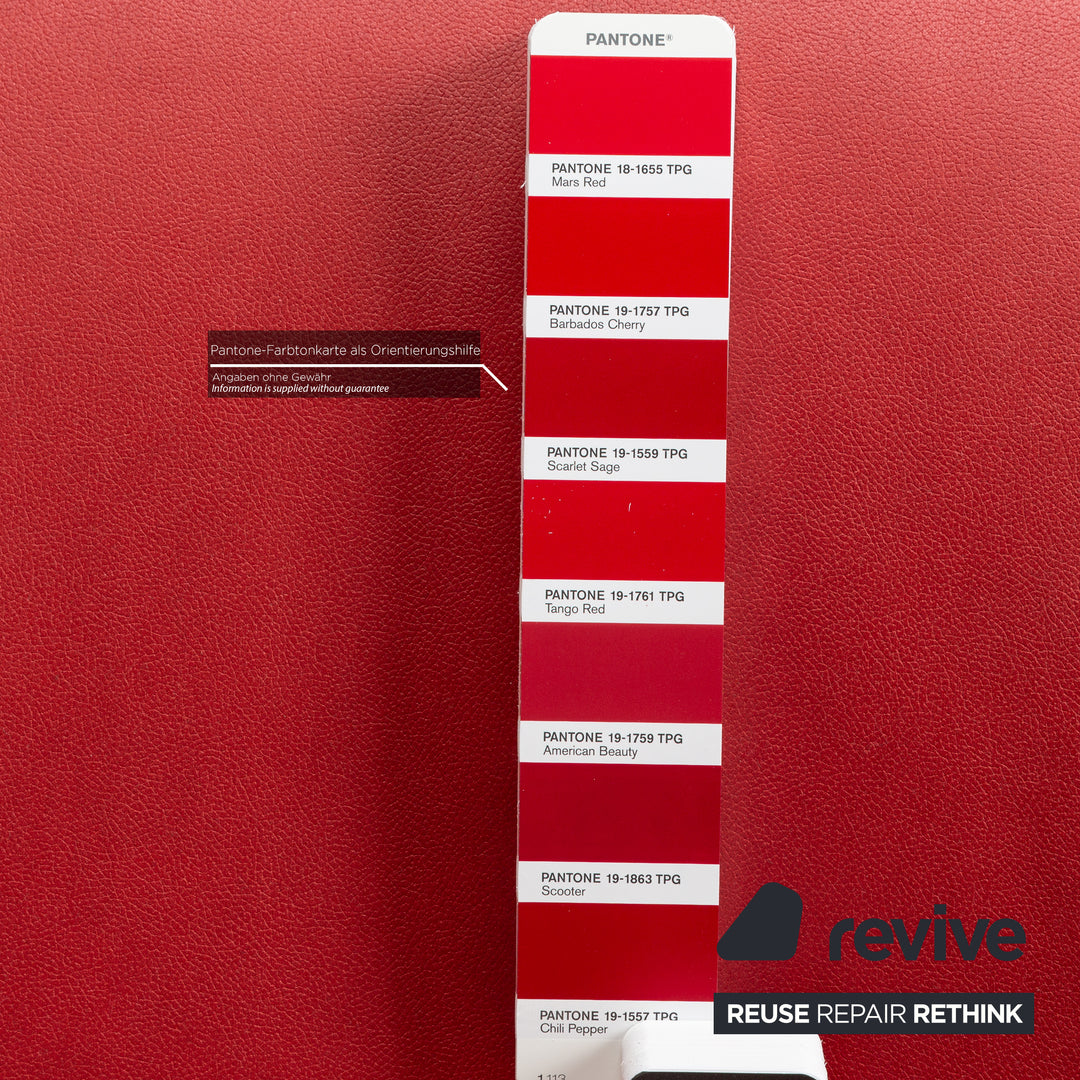 Fauteuil Cassina Wink en cuir vegan (GAVIN 107) rouge, rembourrage manuel