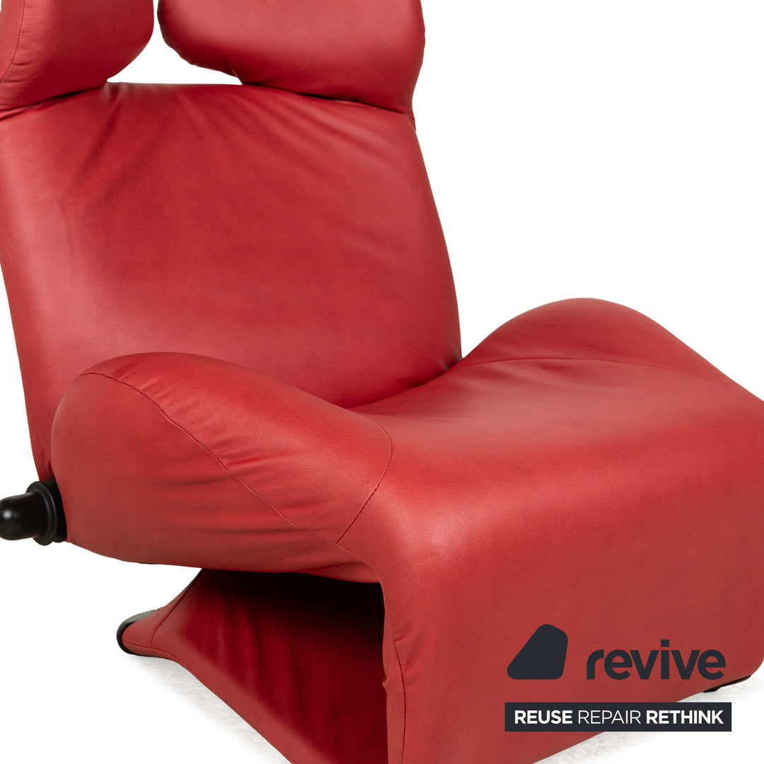 Fauteuil Cassina Wink cuir vegan rouge (GAVIN 107) tissu fonction manuelle nouveau revêtement