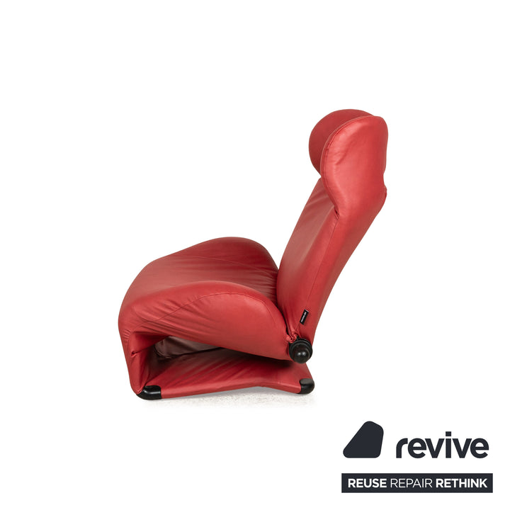 Fauteuil Cassina Wink cuir vegan rouge (GAVIN 107) tissu fonction manuelle nouveau revêtement