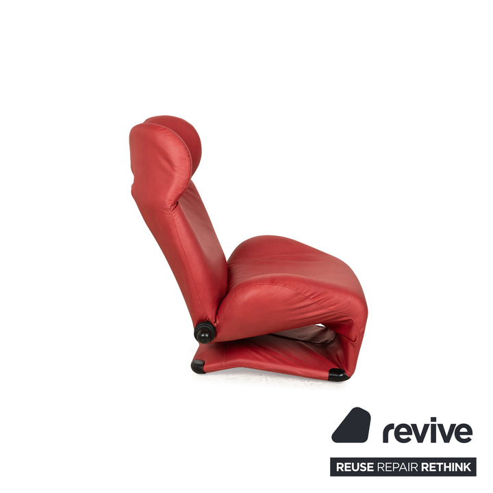 Fauteuil Cassina Wink cuir vegan rouge (GAVIN 107) tissu fonction manuelle nouveau revêtement