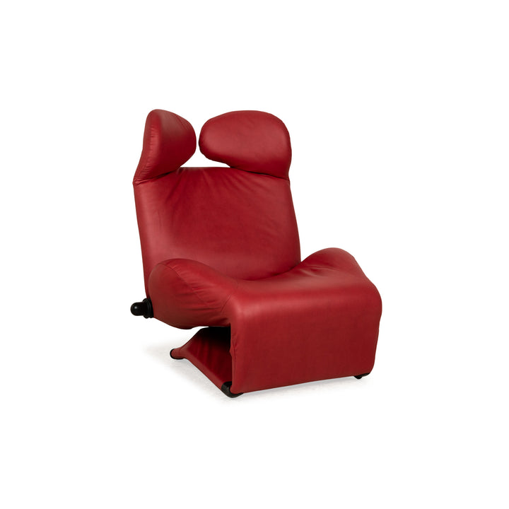 Fauteuil Cassina Wink cuir vegan rouge (GAVIN 107) tissu fonction manuelle nouveau revêtement