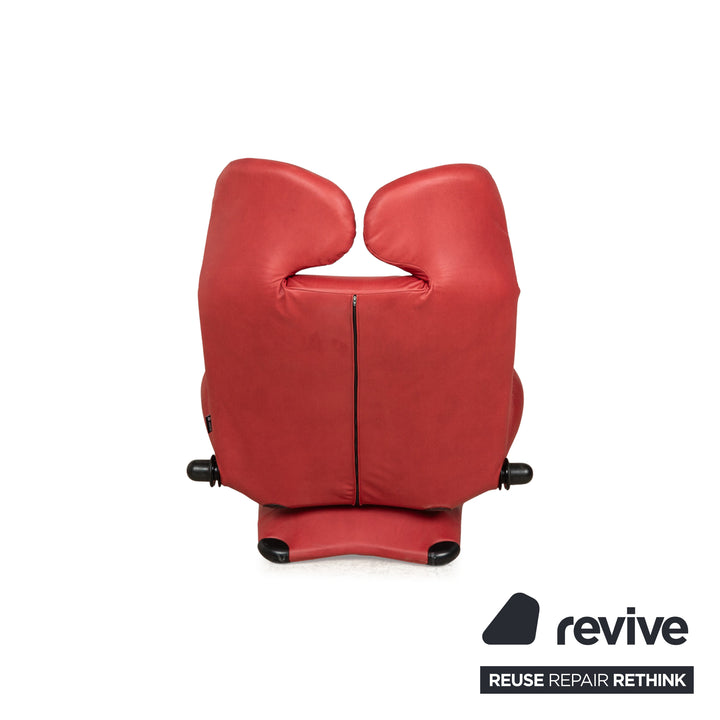 Fauteuil Cassina Wink cuir vegan rouge (GAVIN 107) tissu fonction manuelle nouveau revêtement