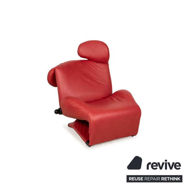 Fauteuil Cassina Wink cuir vegan rouge (GAVIN 107) tissu fonction manuelle nouveau revêtement