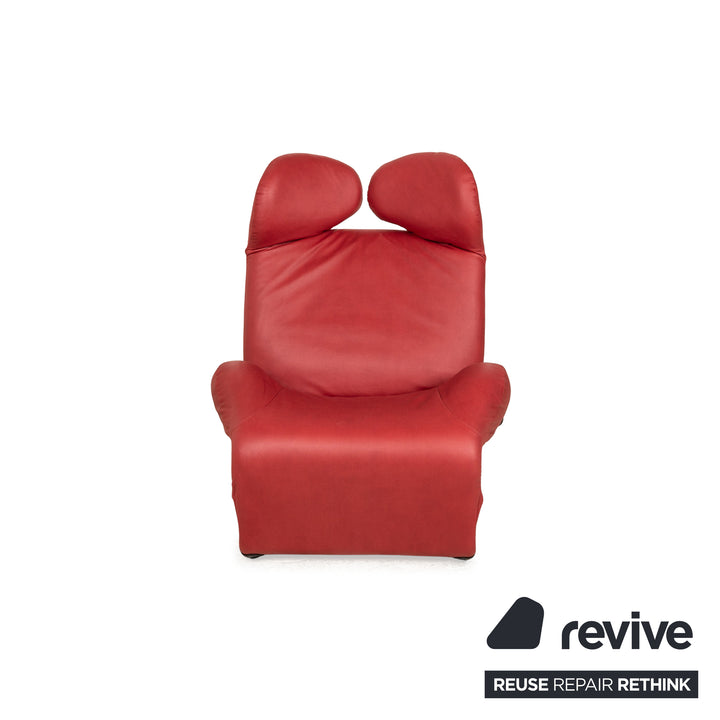 Fauteuil Cassina Wink cuir vegan rouge (GAVIN 107) tissu fonction manuelle nouveau revêtement