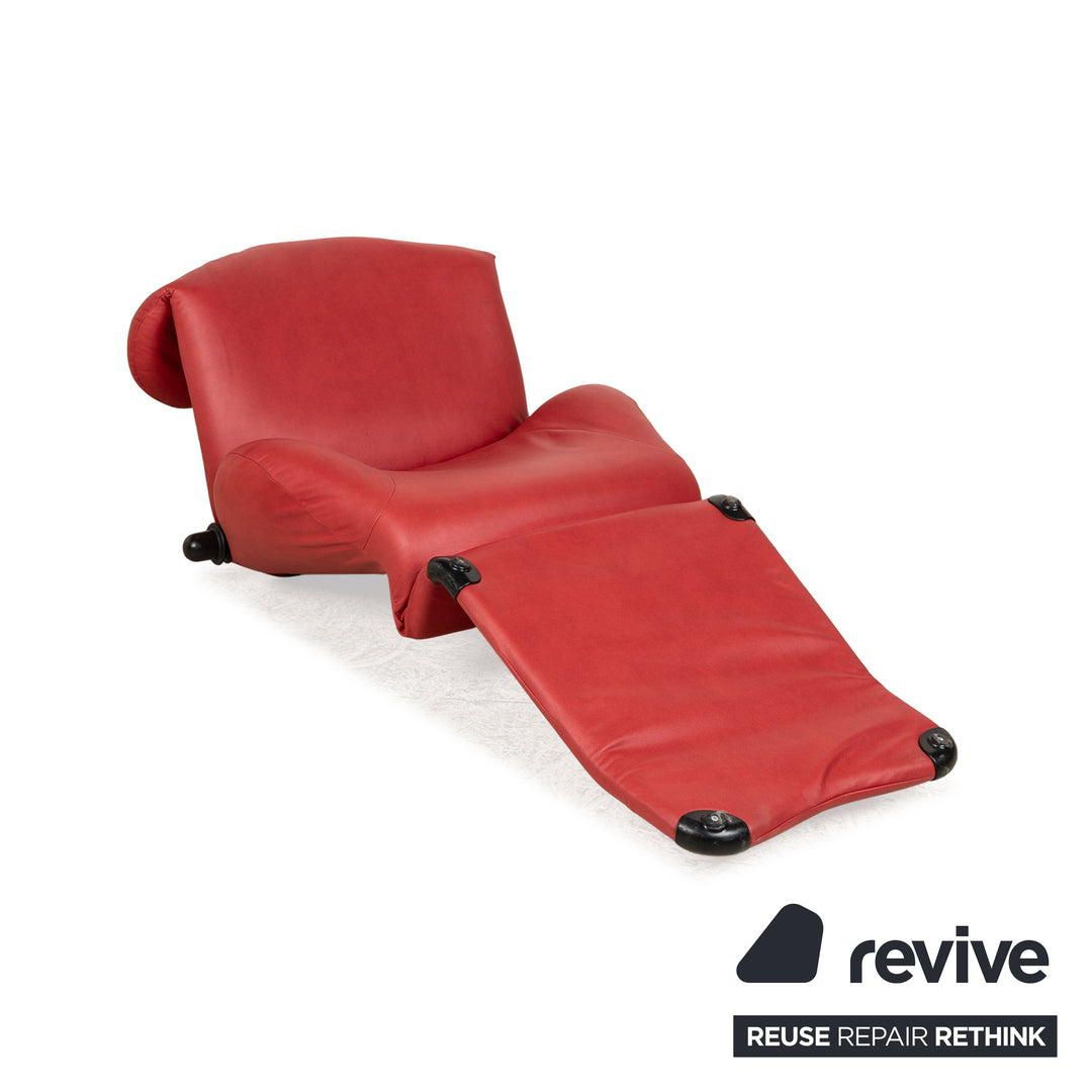 Cassina Wink Sessel Rot veganes Leder (GAVIN 107) Stoff manuelle Funktion Neubezug