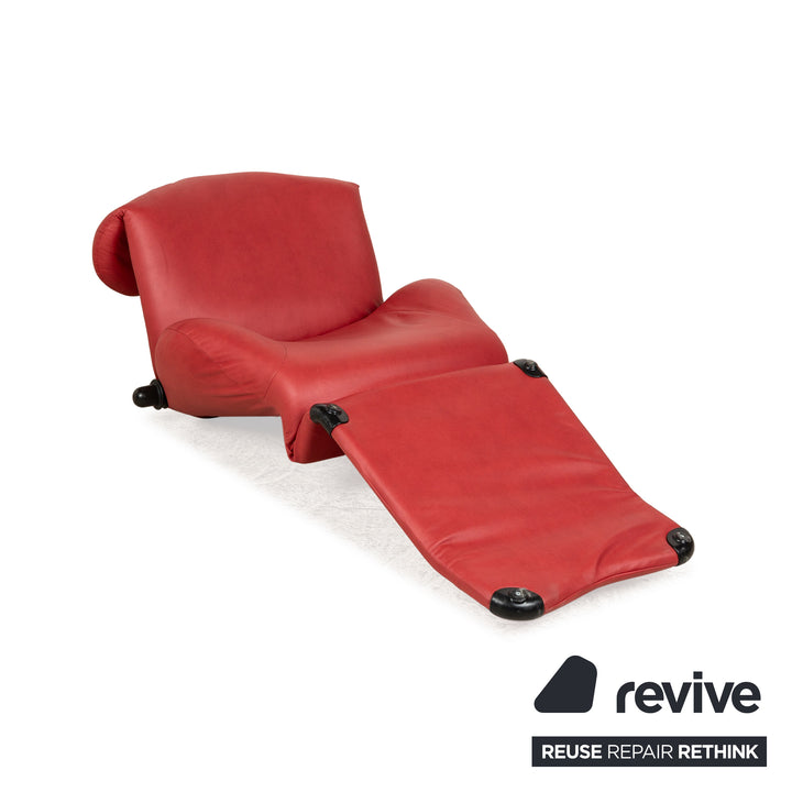 Fauteuil Cassina Wink cuir vegan rouge (GAVIN 107) tissu fonction manuelle nouveau revêtement