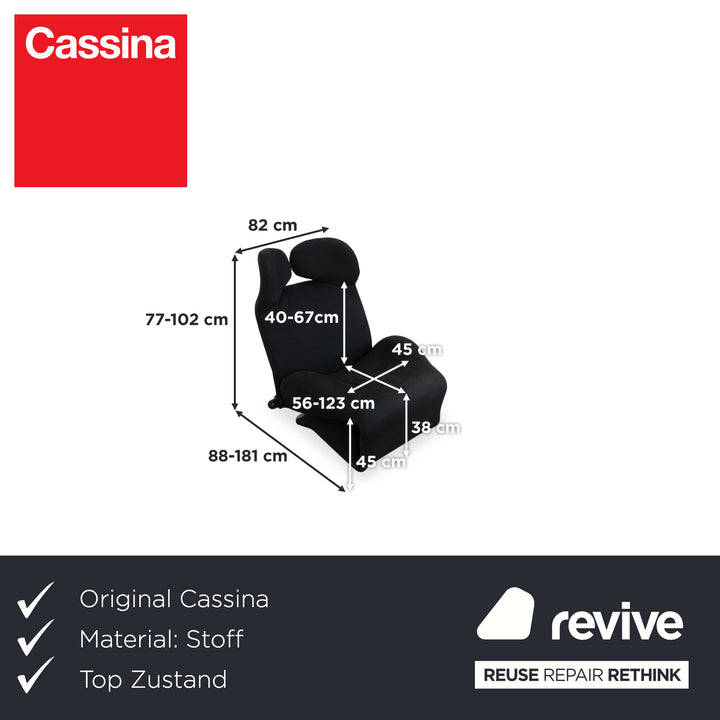 Cassina Wink Sessel Stoff Schwarz Manuelle Funktion