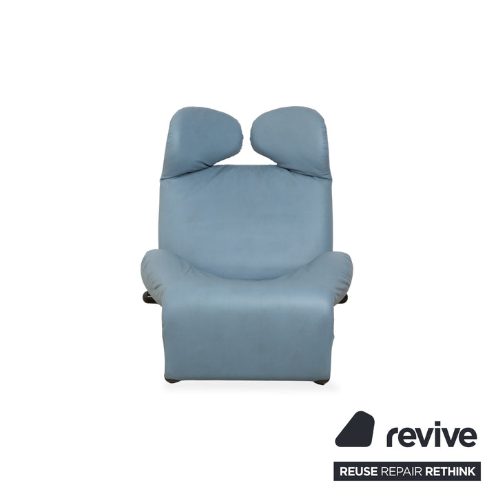 Cassina Wink Sessel veganes Leder Blau Grau manuelle Funktion Neubezug