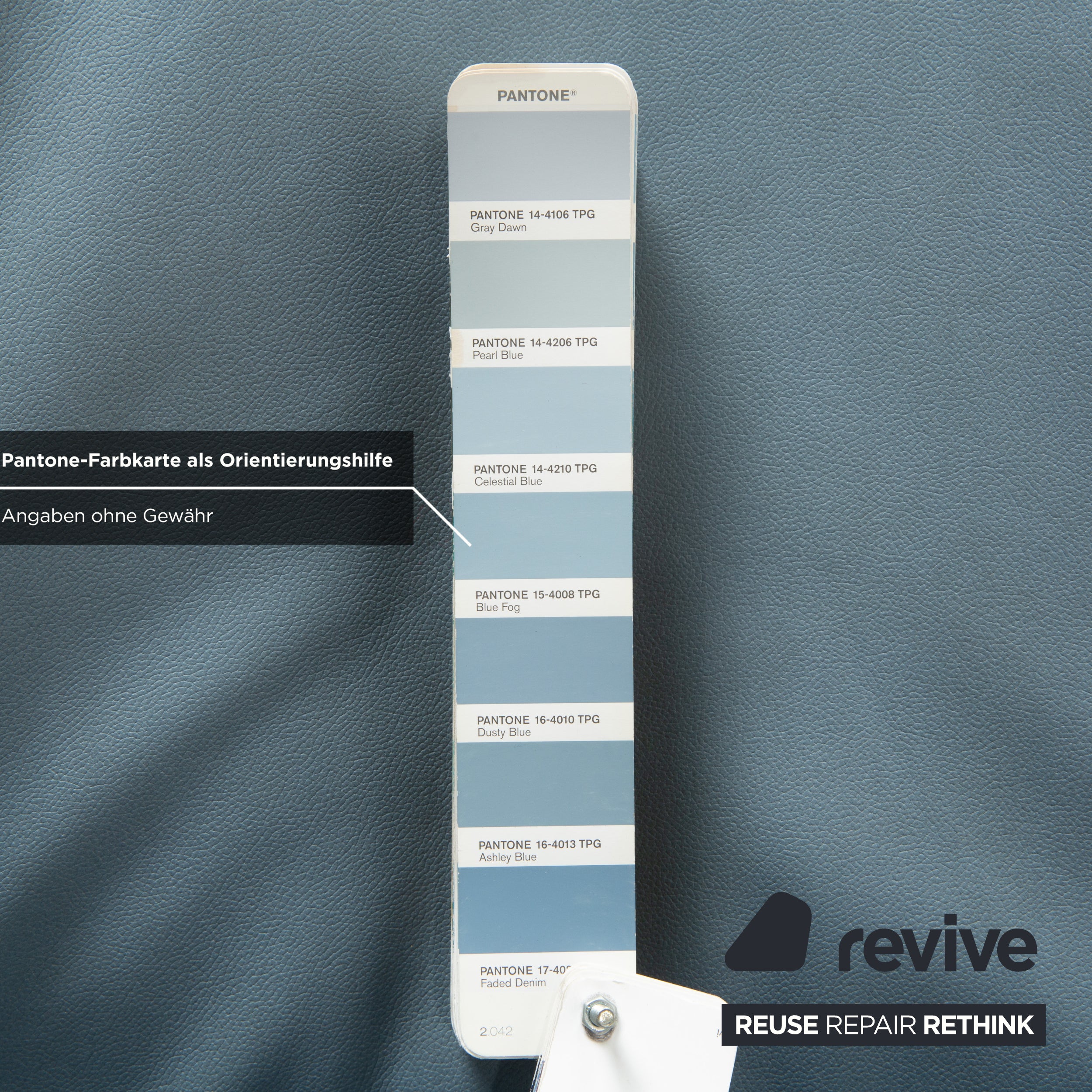 Fauteuil Cassina Wink, cuir végan, gris-bleu, fonction manuelle, retapissé