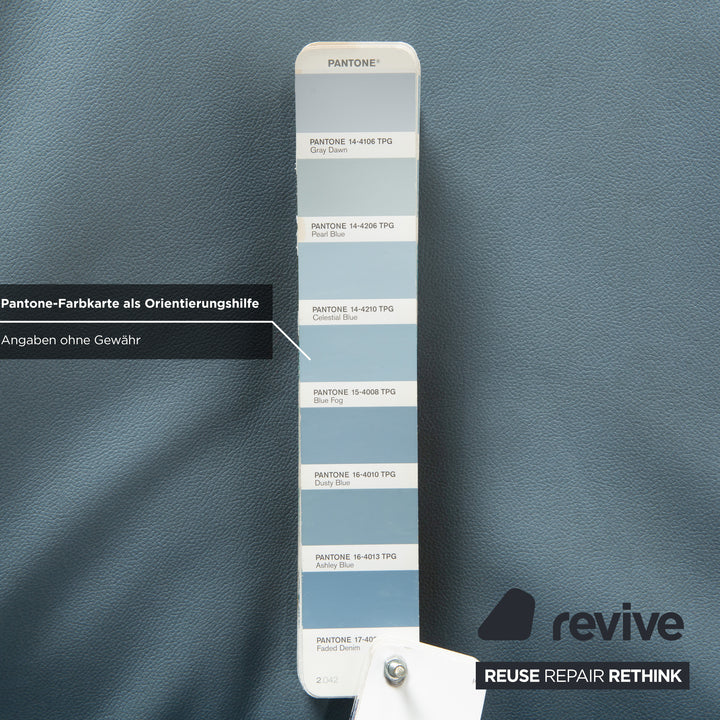 Cassina Wink Sessel veganes Leder Blau Grau manuelle Funktion Neubezug