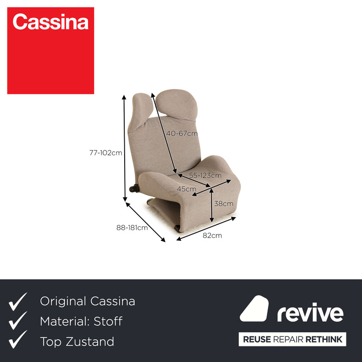 Cassina Wink Stoff Sessel Grau manuelle Funktion