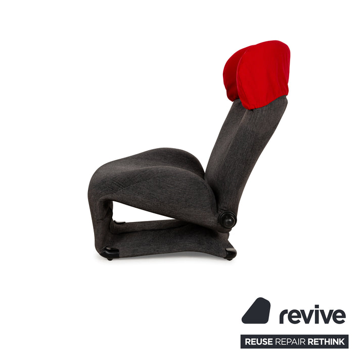 Cassina Wink Stoff Sessel Grau Rot manuelle Funktion