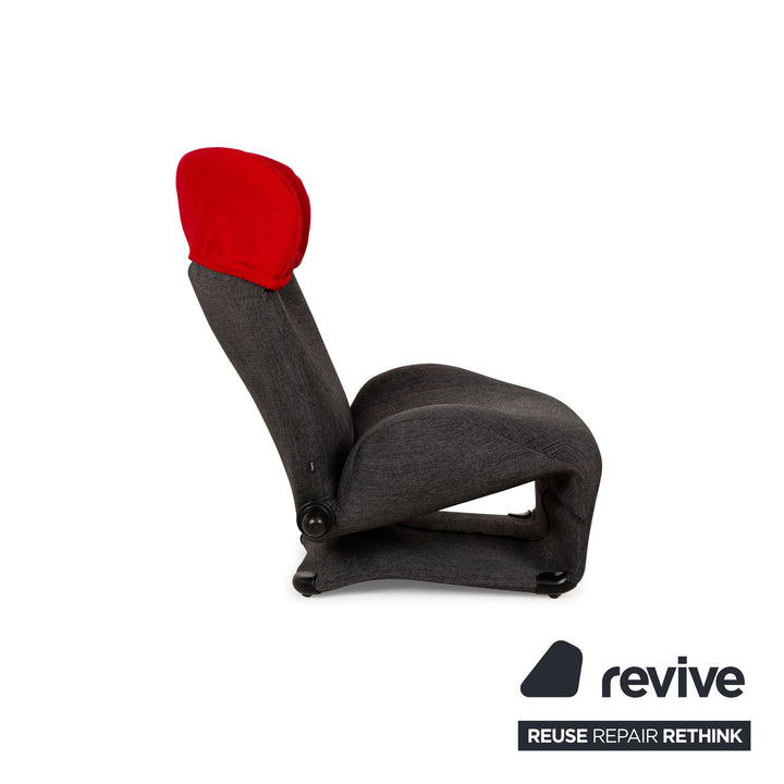 Cassina Wink Stoff Sessel Grau Rot manuelle Funktion