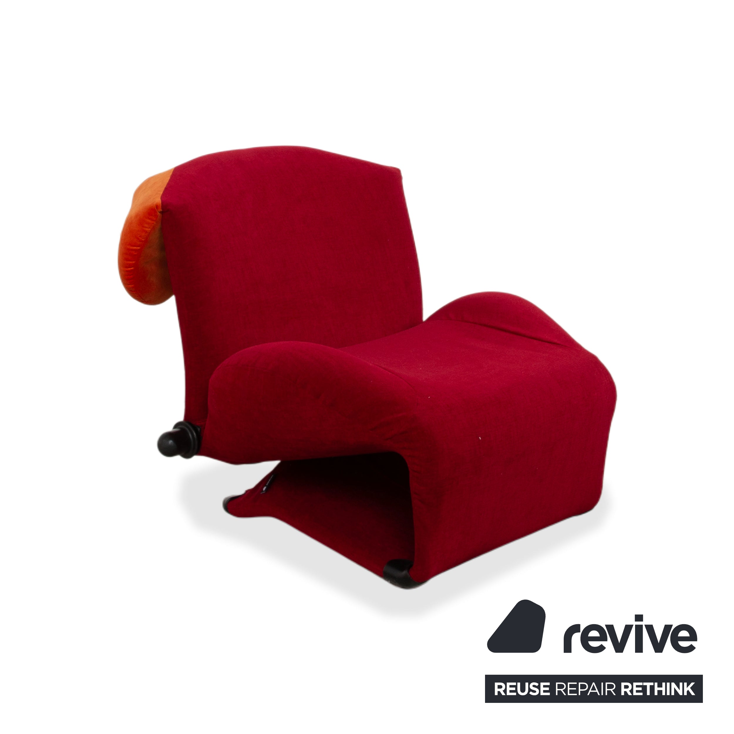 Cassina Wink Stoff Sessel Korpus Rot Orange manuelle Funktion Liegefunktion