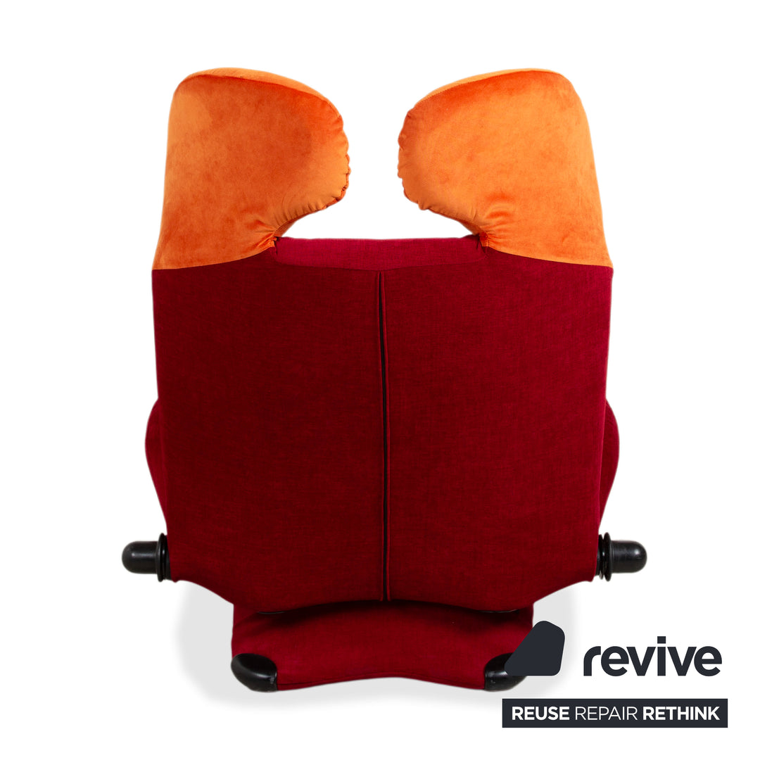 Cassina Wink Stoff Sessel Korpus Rot Orange manuelle Funktion Relaxfunktion
