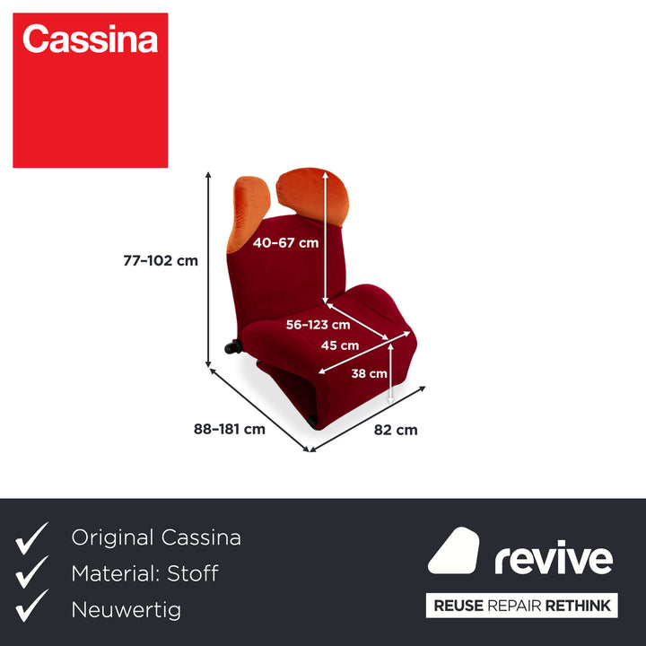 Cassina Wink Stoff Sessel Korpus Rot Orange manuelle Funktion Relaxfunktion
