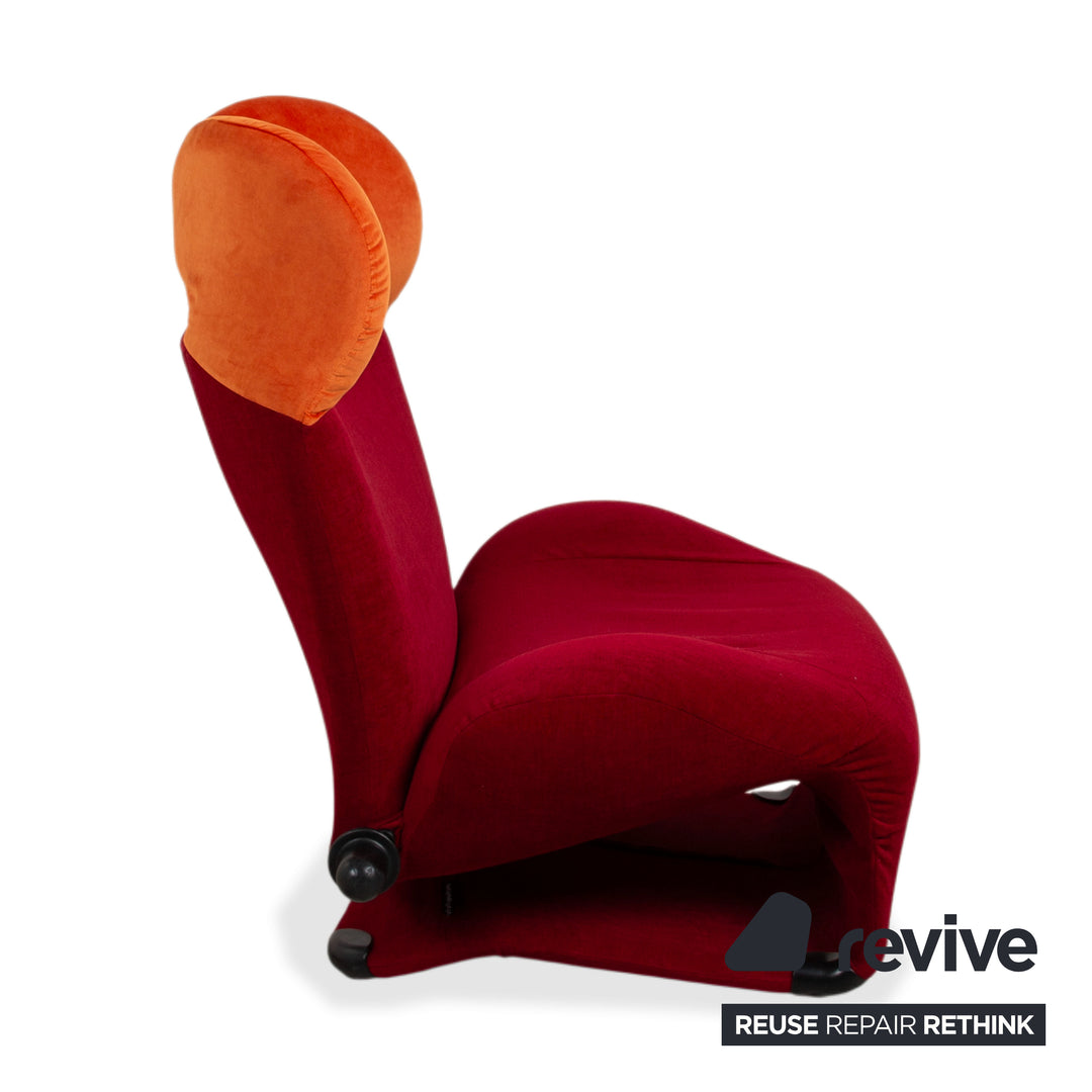 Cassina Wink Stoff Sessel Korpus Rot Orange manuelle Funktion Relaxfunktion