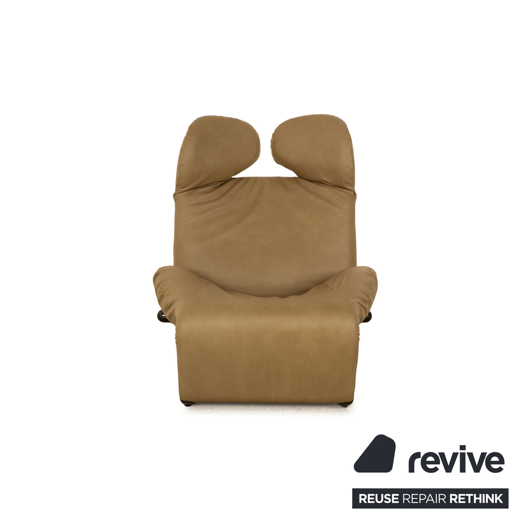 Fauteuil Cassina Wink en cuir vegan (GAVIN 108) vert olive, rembourrage manuel