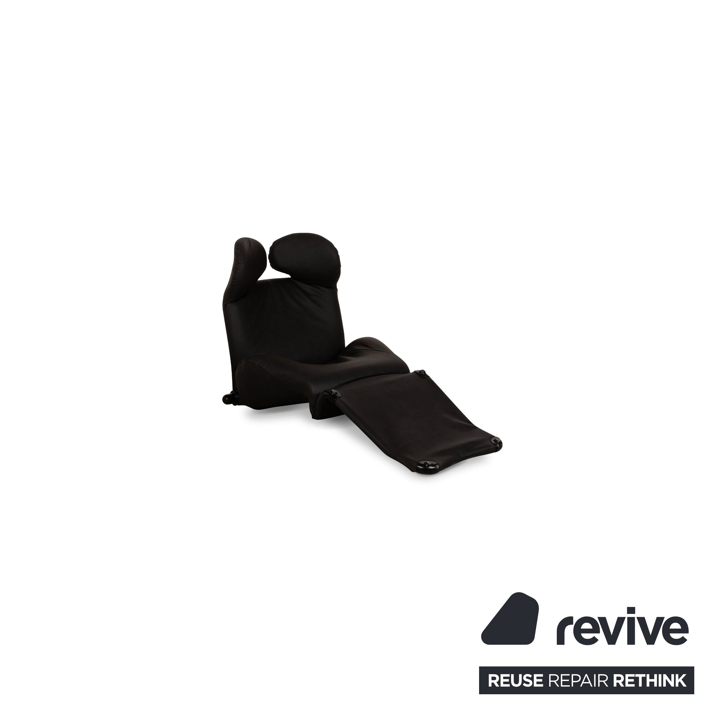 Fauteuil Cassina Wink en cuir vegan (GAVIN 117) gris foncé, revêtement noir