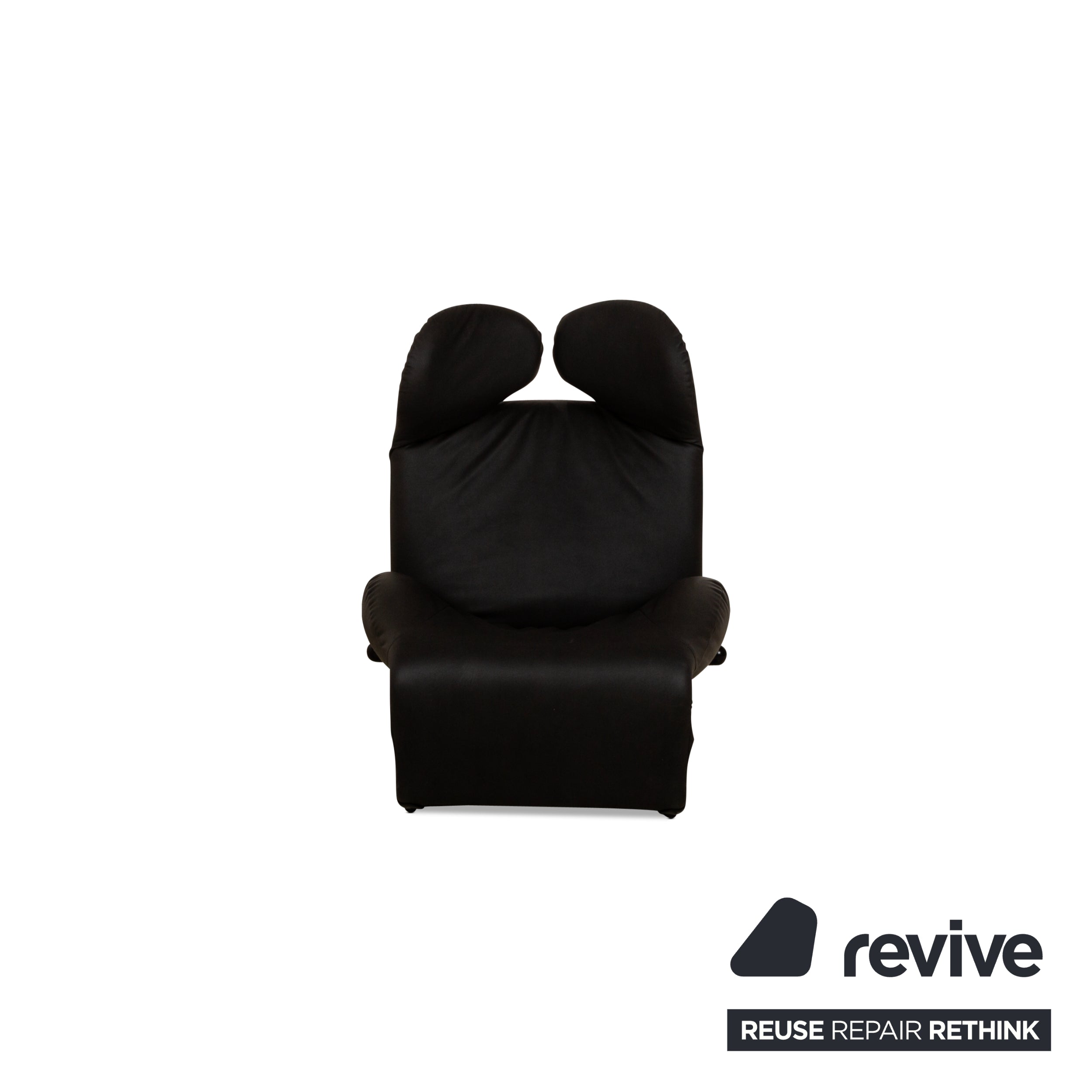 Fauteuil Cassina Wink en cuir vegan (GAVIN 117) gris foncé, revêtement noir