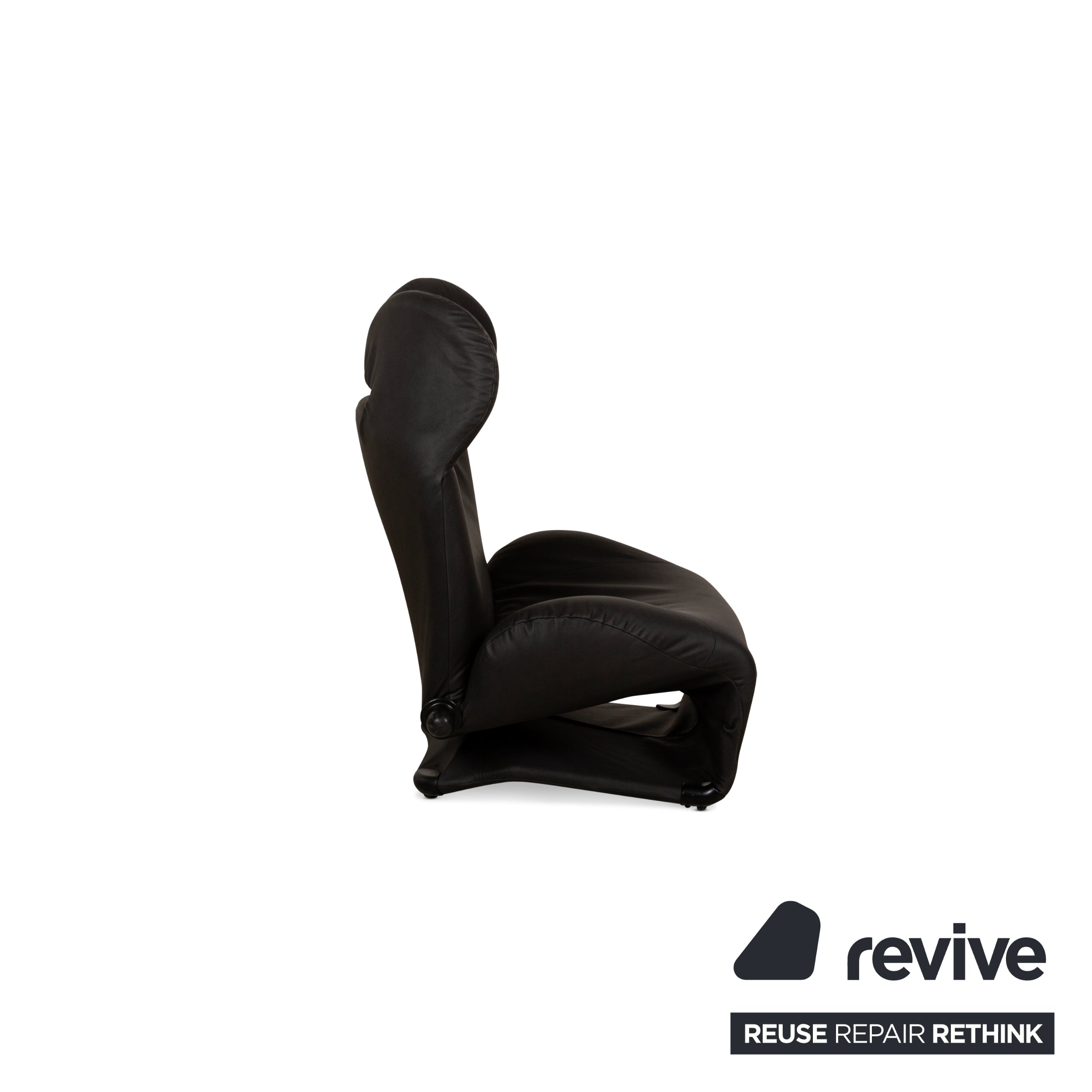 Fauteuil Cassina Wink en cuir vegan (GAVIN 117) gris foncé, revêtement noir