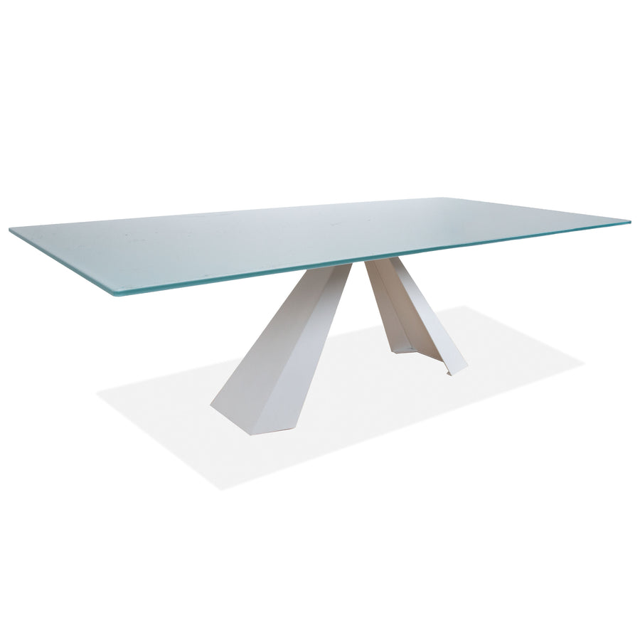 Table à manger en verre Cattelan Italia Bleu clair Turquoise Piètement Blanc 240 x 120 cm