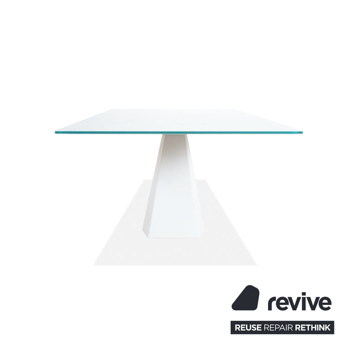 Cattelan Italia Glas Esstisch Hellblau Türkis Gestell Weiß 240 x 120 cm