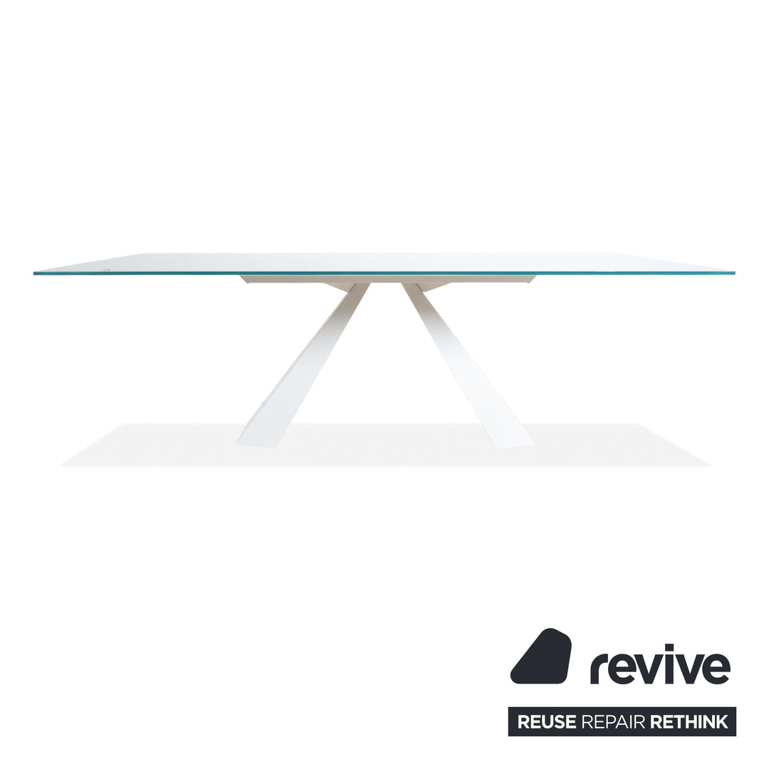 Cattelan Italia Glas Esstisch Hellblau Türkis Gestell Weiß 240 x 120 cm