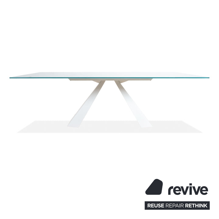 Cattelan Italia Glas Esstisch Hellblau Türkis Gestell Weiß 240 x 120 cm
