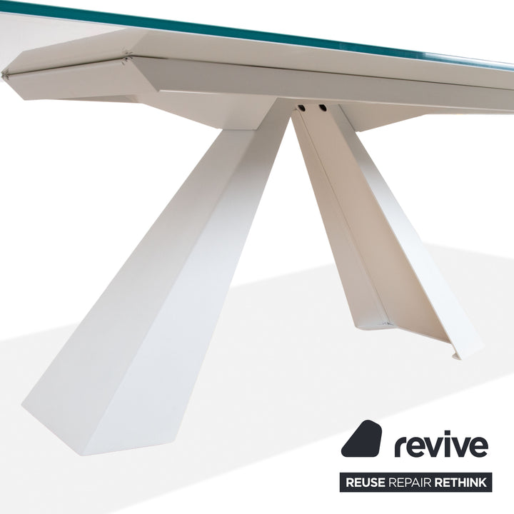 Cattelan Italia Glas Esstisch Hellblau Türkis Gestell Weiß 240 x 120 cm