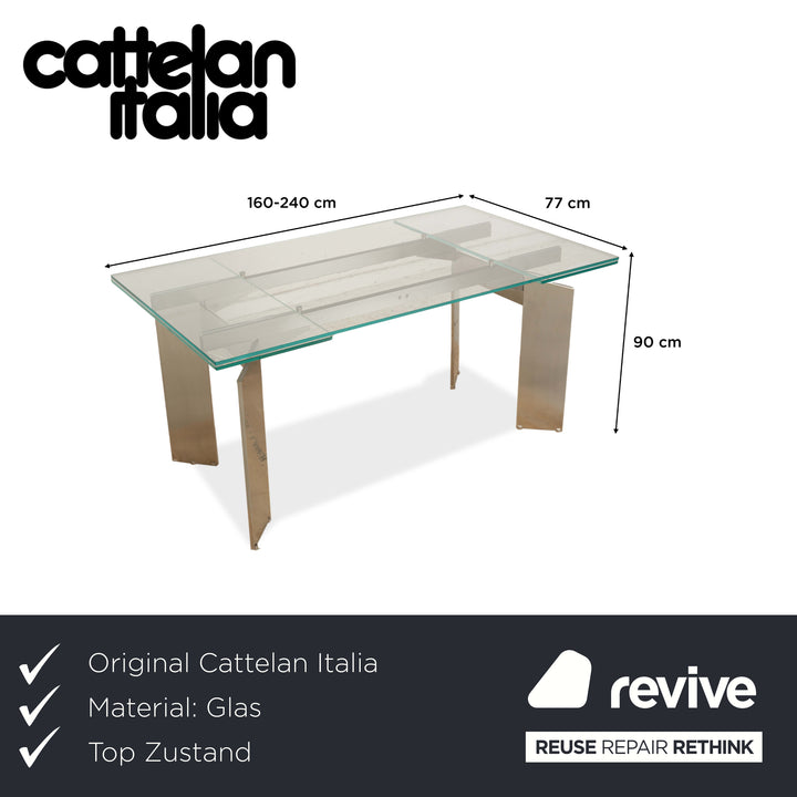 Cattelan Italia Glass Table Silver 160-240 x 77 cm